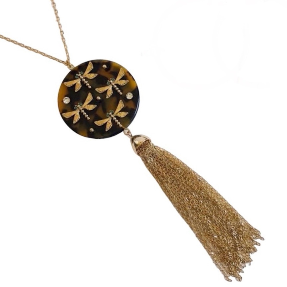 ♥️ Betsey Johnson Tortify Dragonfly Fringe Necklace